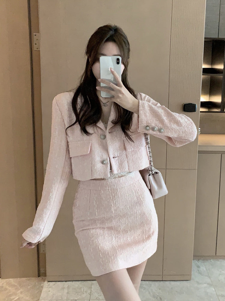 韓劇千金粉嫩小香裙套裝 - TWINKLE