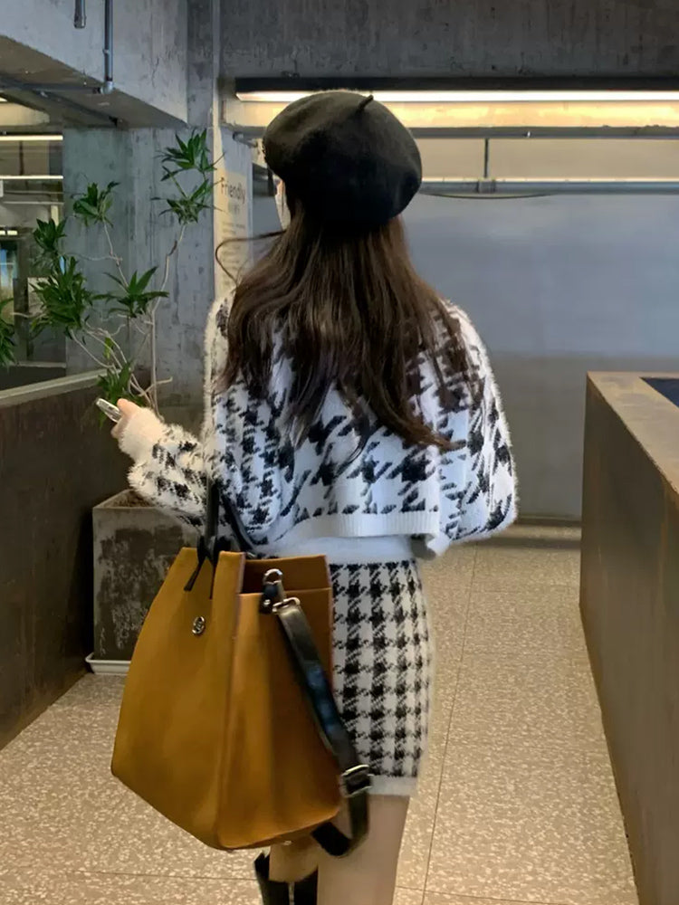 可愛名媛風千鳥格裙套裝 - TWINKLE