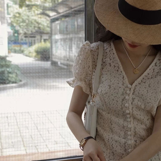 氣質名媛細緻蕾絲公主袖洋裝 - TWINKLE