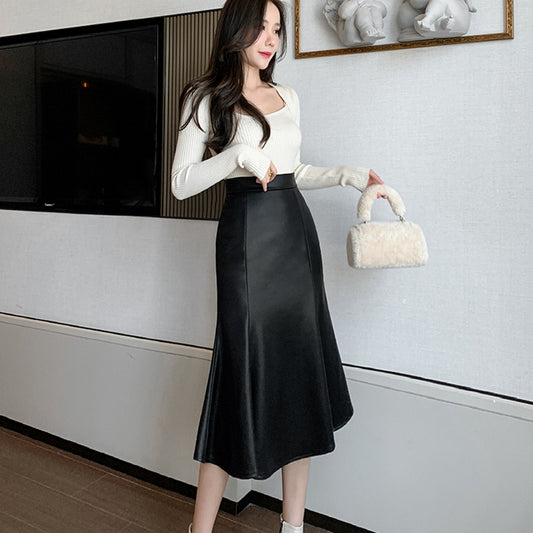 顯瘦好搭魚尾皮裙 - TWINKLE