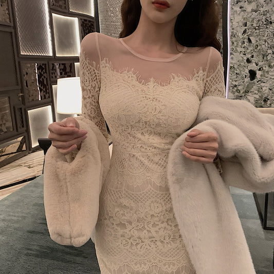 透膚蕾絲微性感氣質洋裝 - TWINKLE