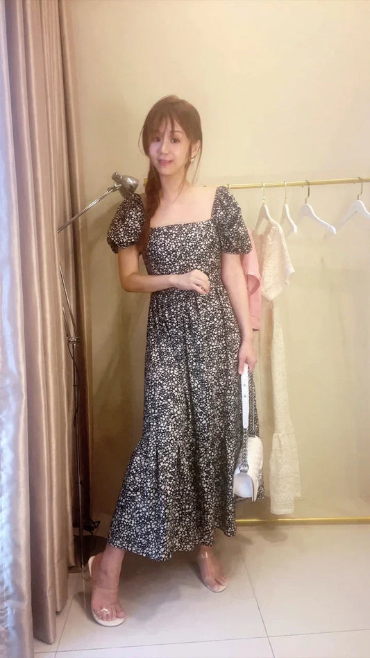 高級感小碎花方領大器洋裝 - TWINKLE