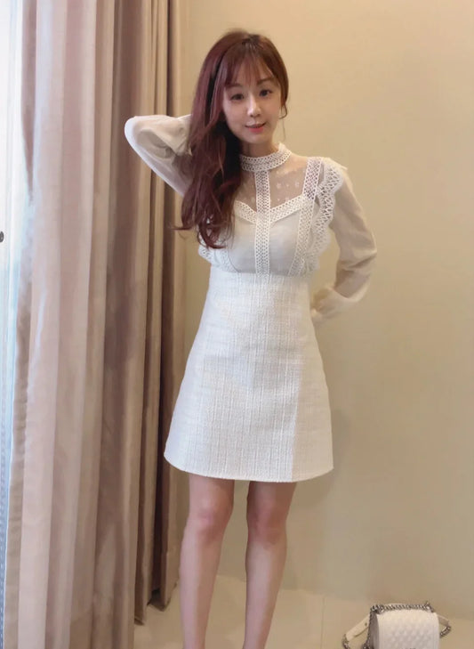 難以抗拒透膚蕾絲氣質洋裝 - TWINKLE