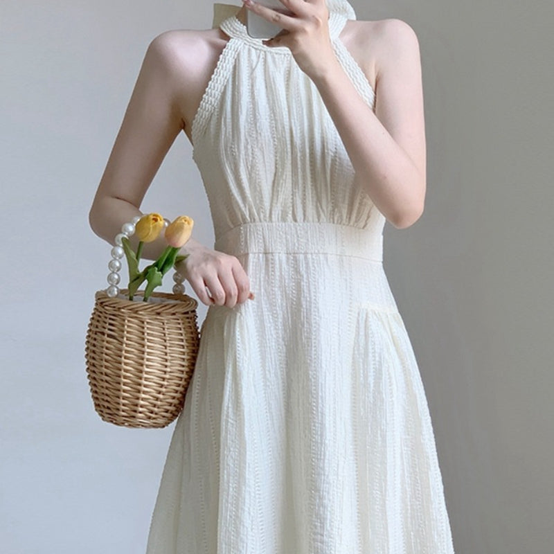 氣質女神削肩卦脖洋裝 - TWINKLE