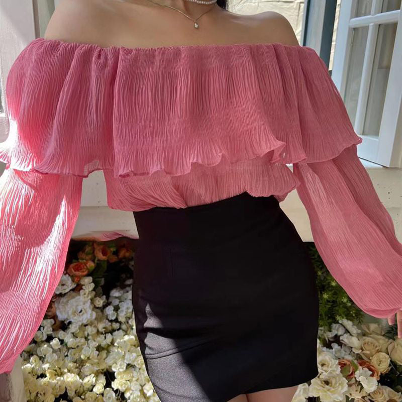 大荷葉露肩女人味上衣