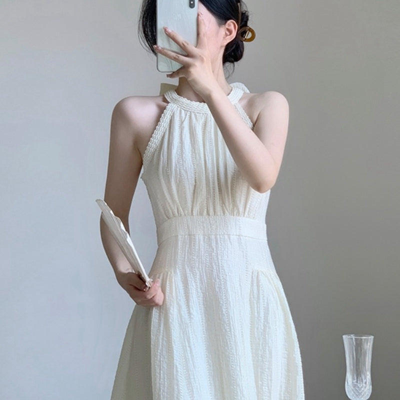 氣質女神削肩卦脖洋裝 - TWINKLE