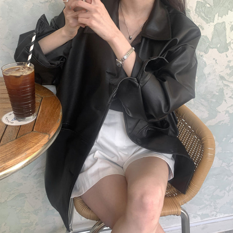 帥氣休閒寬鬆好搭皮外套