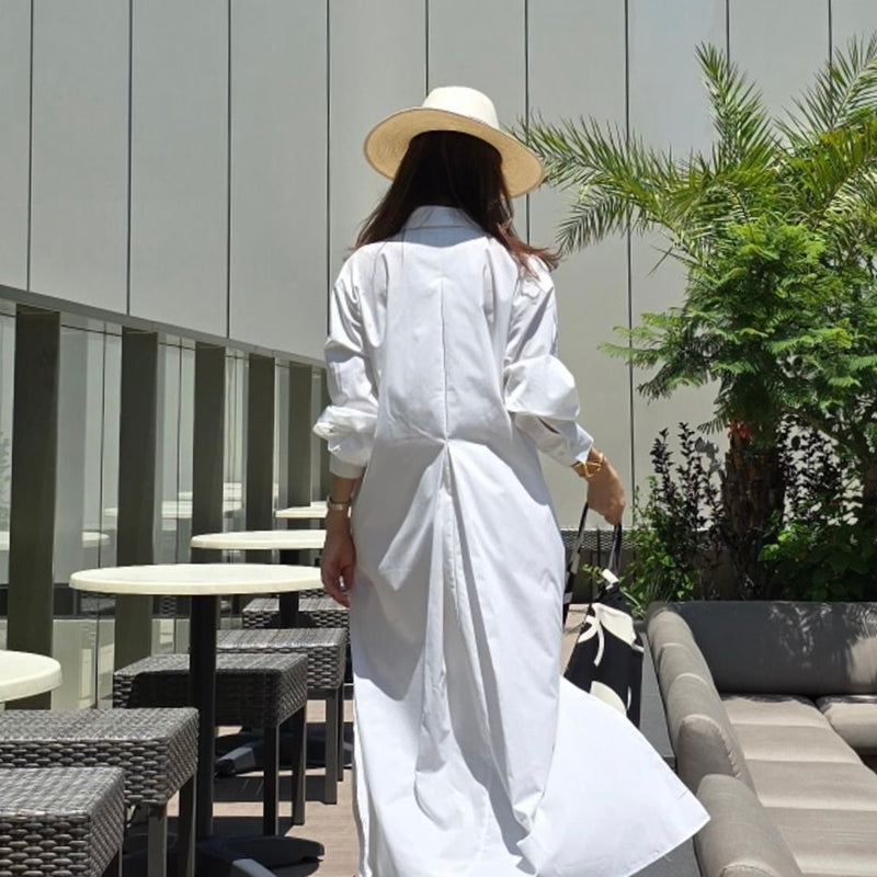 鬆弛感最迷人襯衫式長洋裝