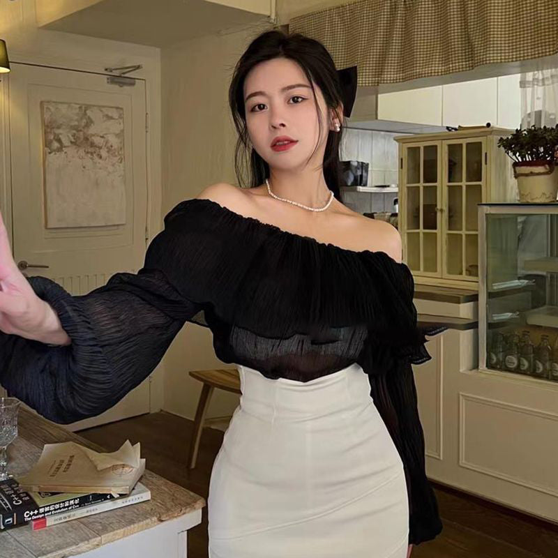 大荷葉露肩女人味上衣