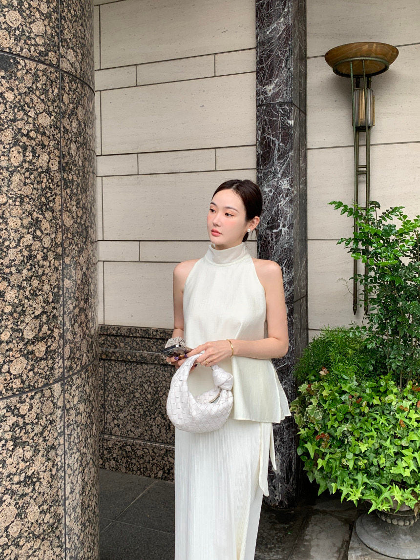立領後飄帶名媛感上衣