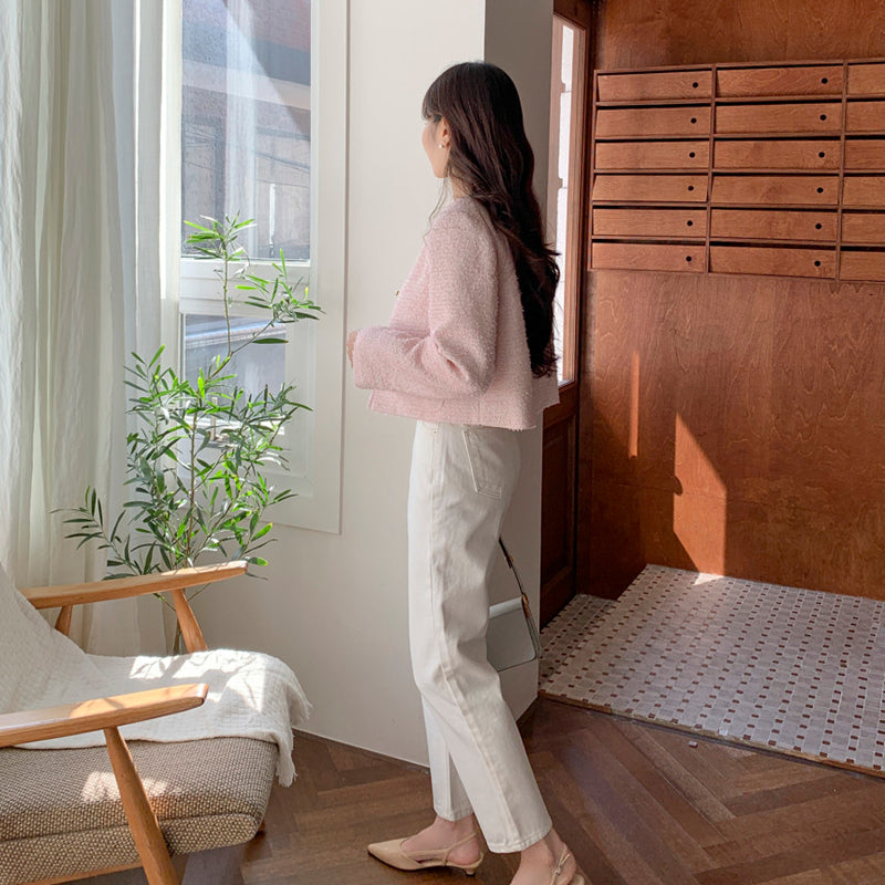 氣質升級圓領毛呢短外套