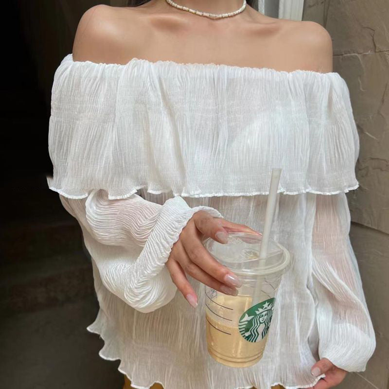 大荷葉露肩女人味上衣