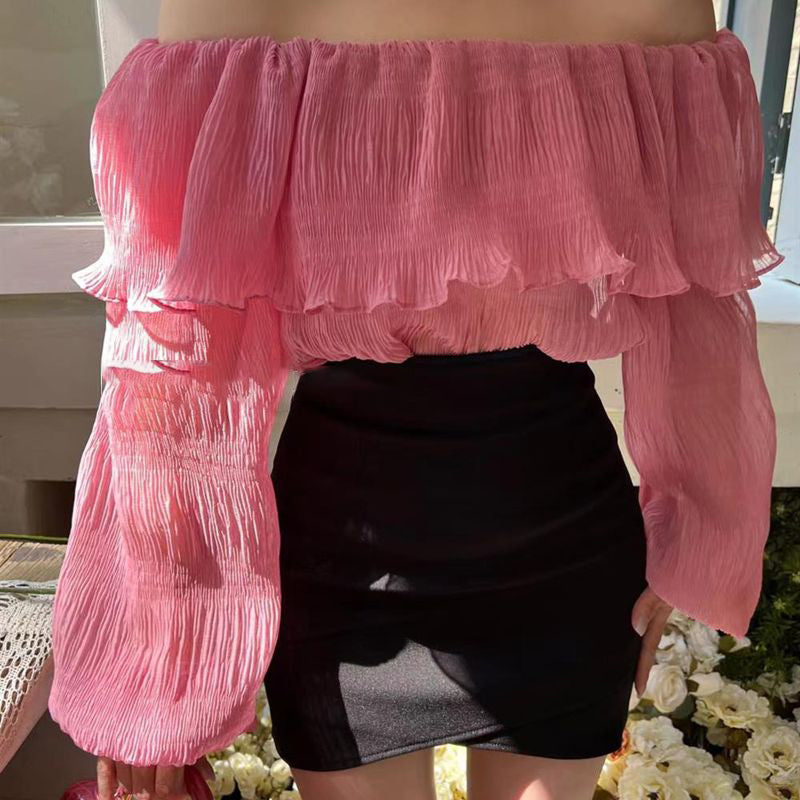 大荷葉露肩女人味上衣