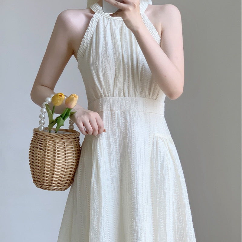 氣質女神削肩卦脖洋裝 - TWINKLE