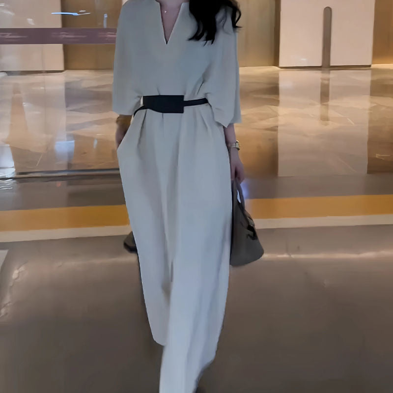 簡約優雅腰帶洋裝