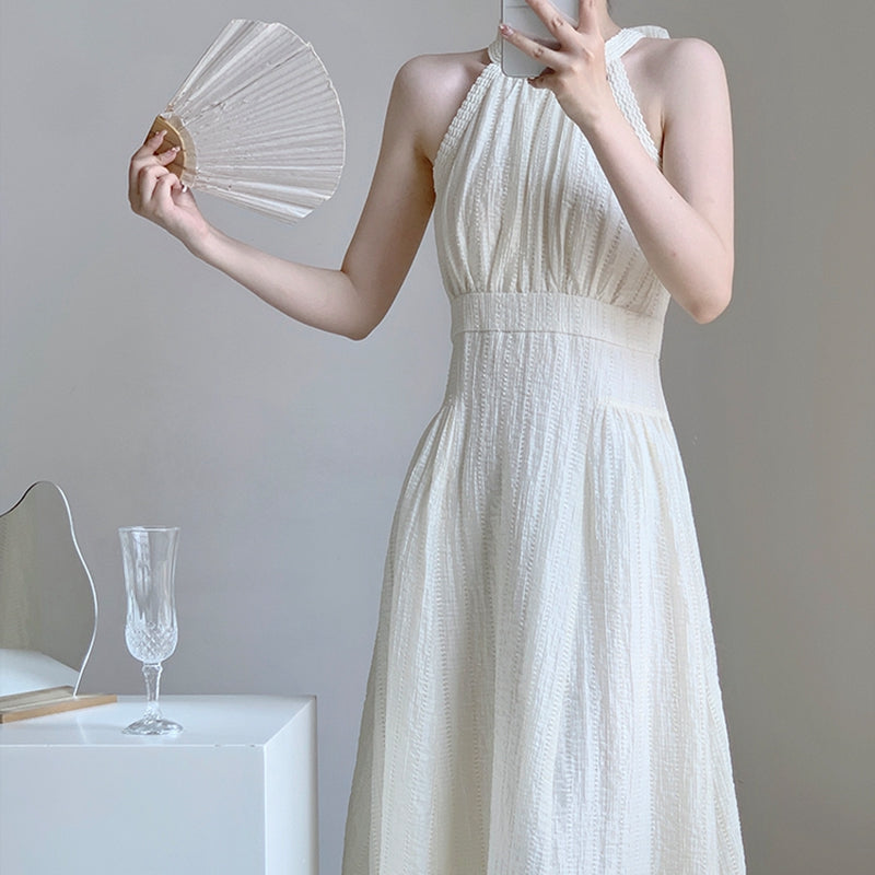 氣質女神削肩卦脖洋裝 - TWINKLE