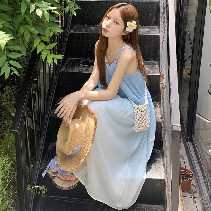 慵懶女神漸層細百褶度假洋裝 - TWINKLE