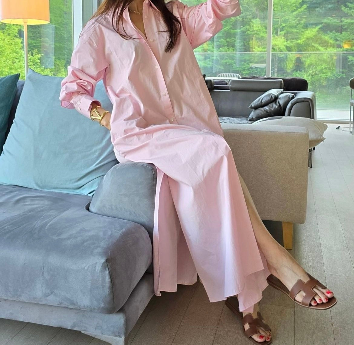 鬆弛感最迷人襯衫式長洋裝