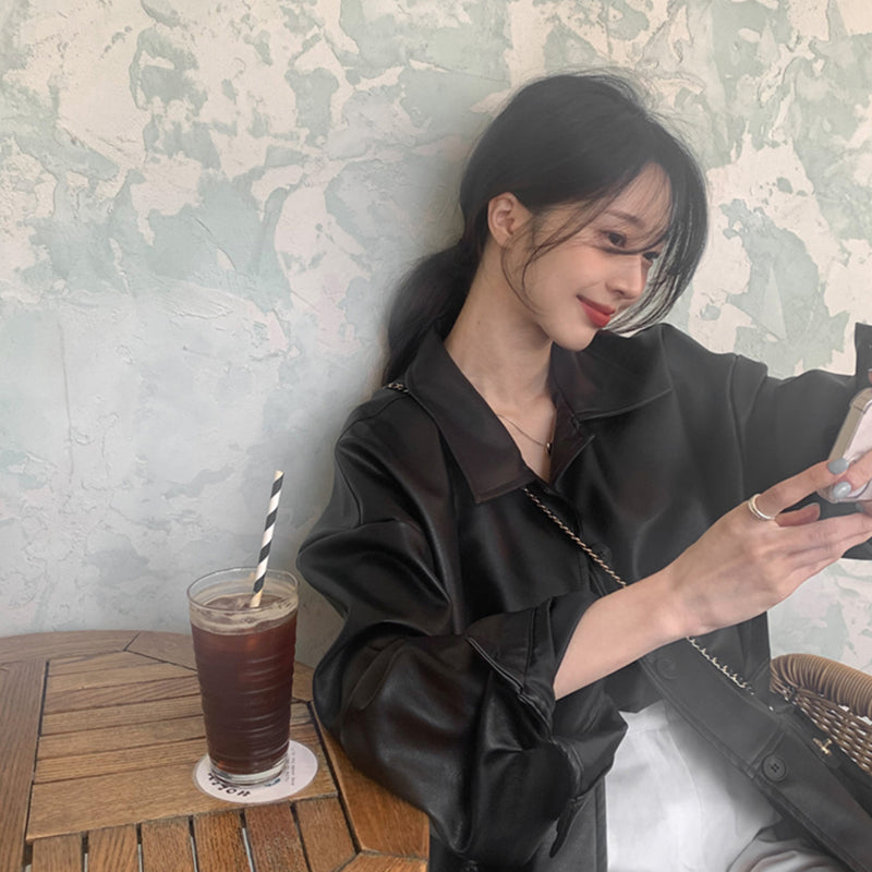 帥氣休閒寬鬆好搭皮外套