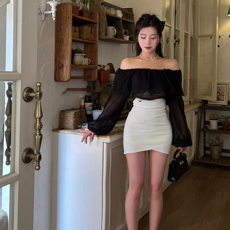 大荷葉露肩女人味上衣