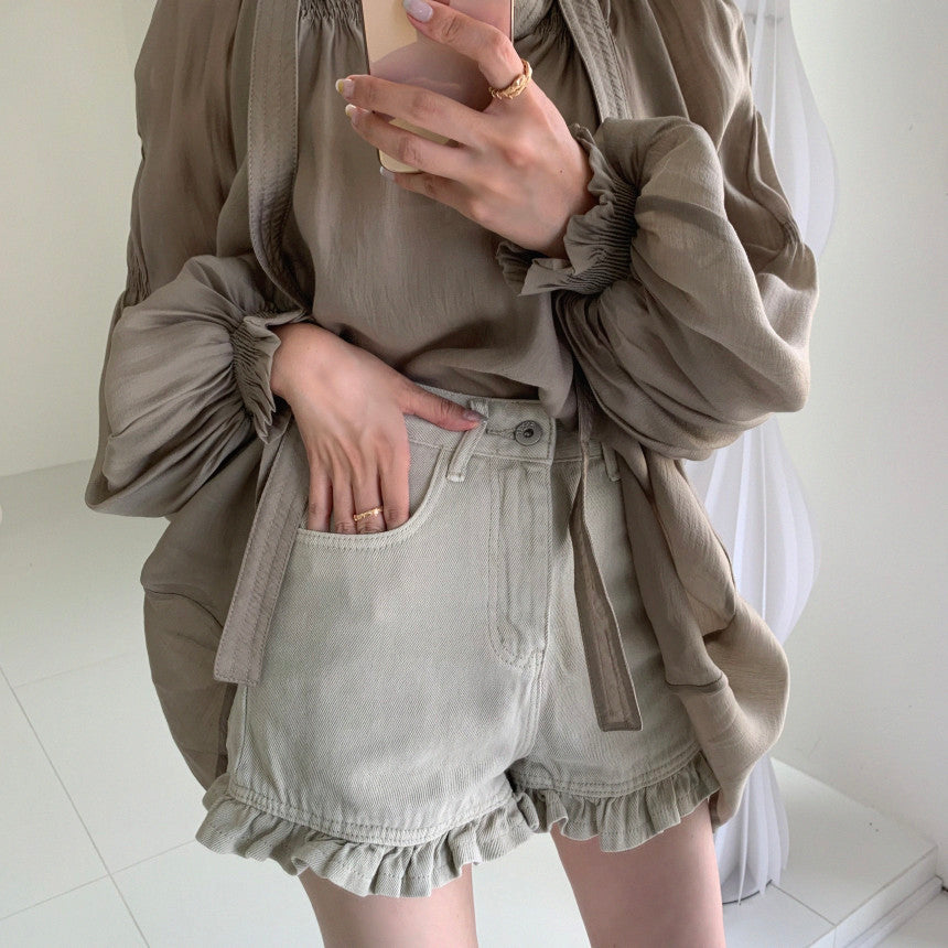 浪漫大澎袖抓褶上衣