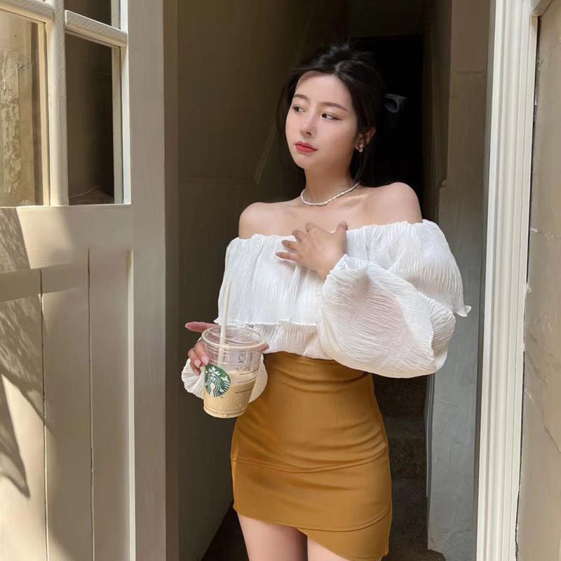 大荷葉露肩女人味上衣