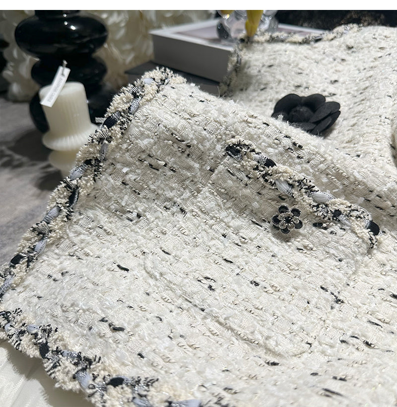 經典名媛山茶花小香毛呢外套