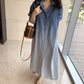 牛仔漸層襯衫式洋裝
