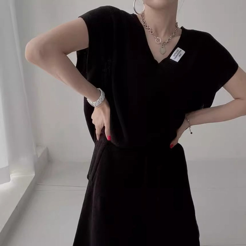 超舒服鬆弛感V領短褲套裝