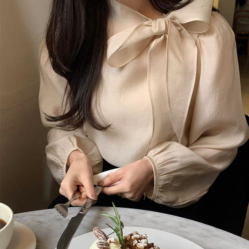 超氣質斜綁蝴蝶結上衣