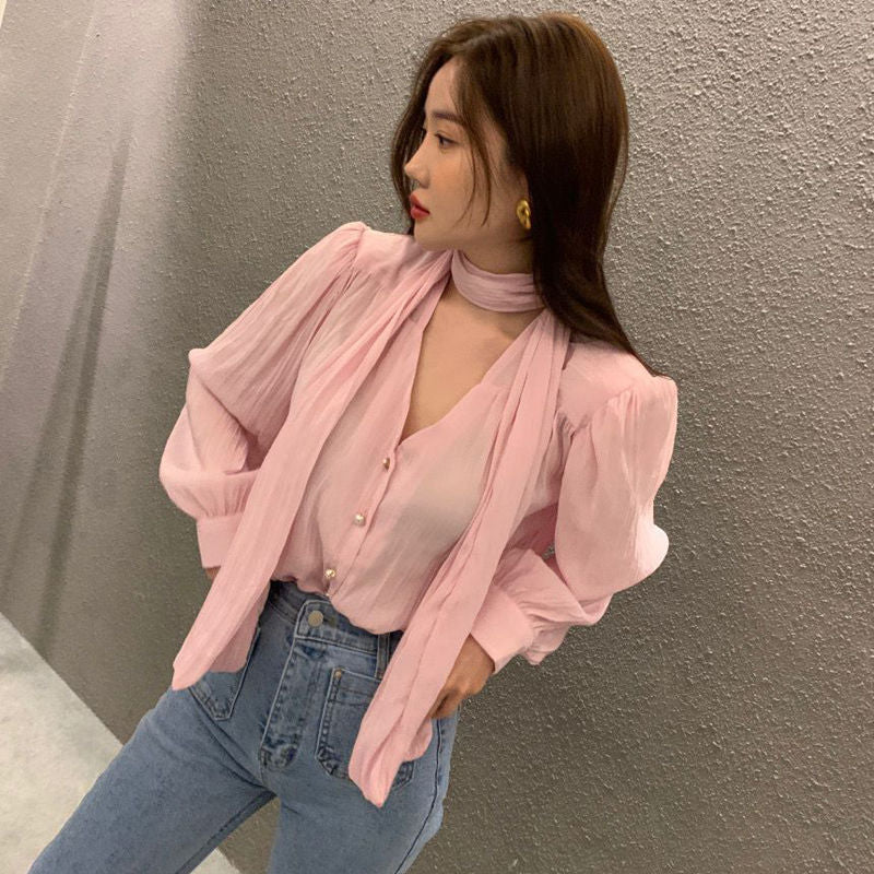 韓劇氣質小姊姊領帶上衣