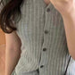 Gray ribbed button-up top showcasing a stylish and comfortable design, perfect for casual wear.
