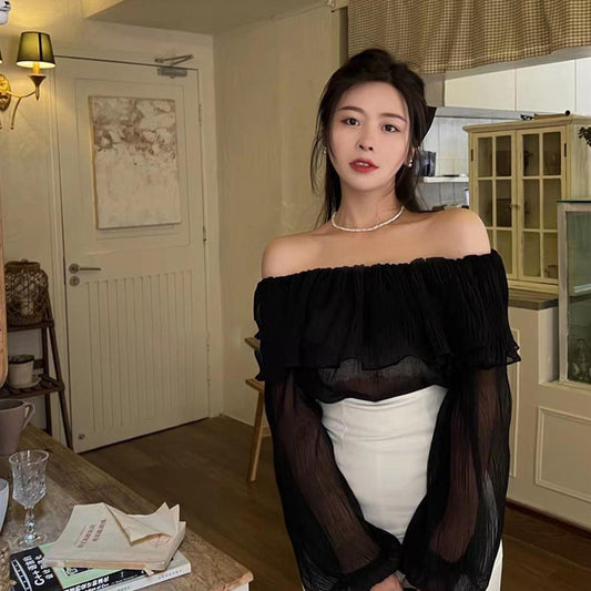 大荷葉露肩女人味上衣