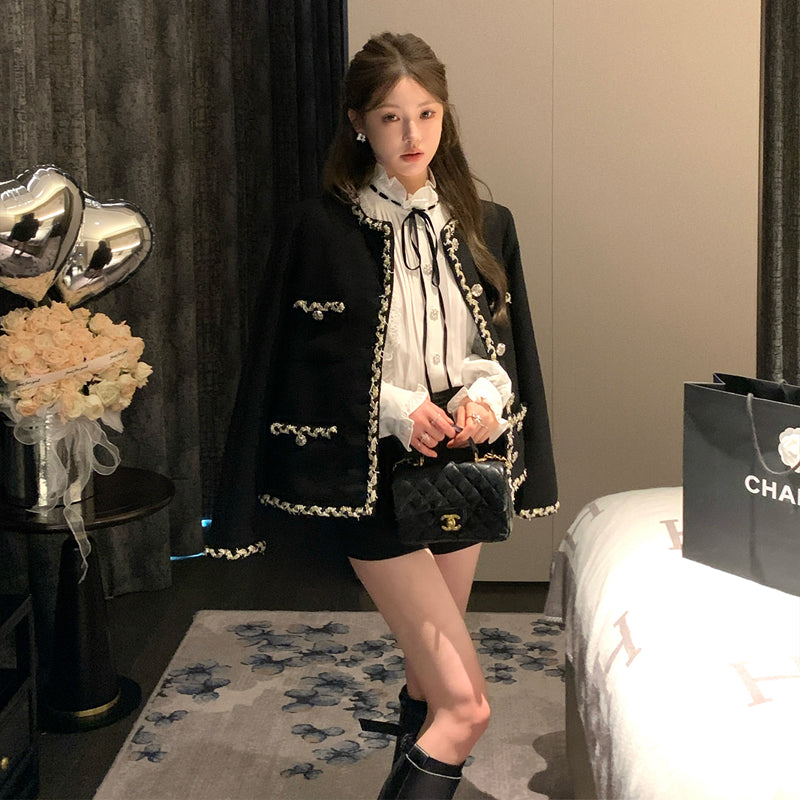 經典收藏貴氣編織粗花呢小香外套