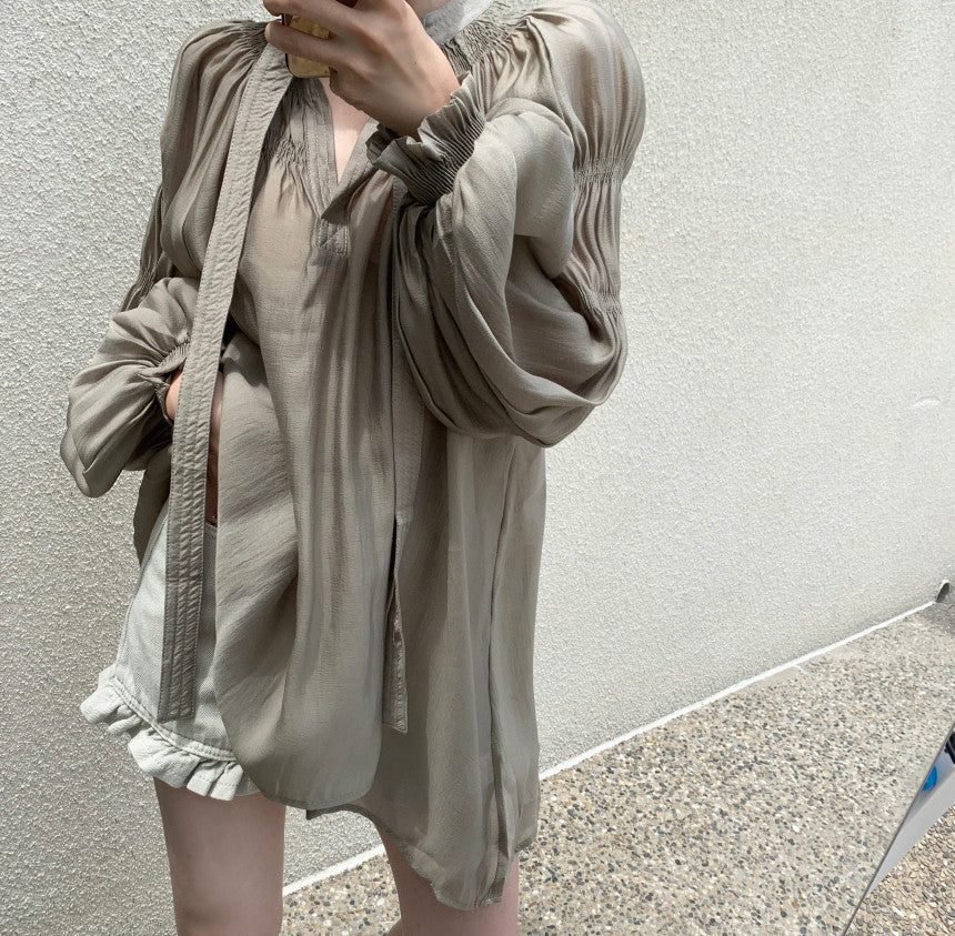 浪漫大澎袖抓褶上衣