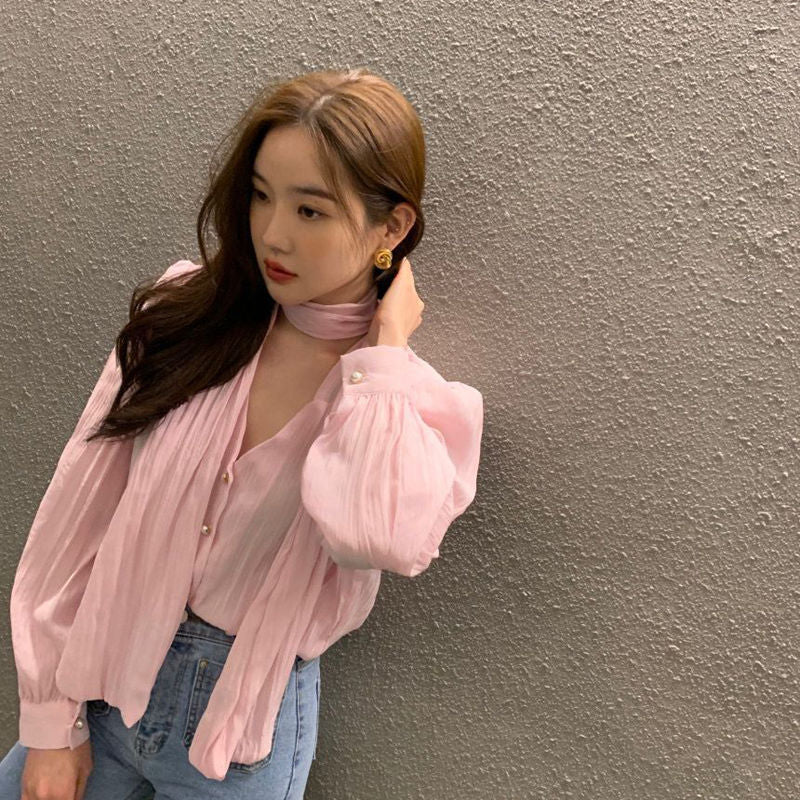 韓劇氣質小姊姊領帶上衣