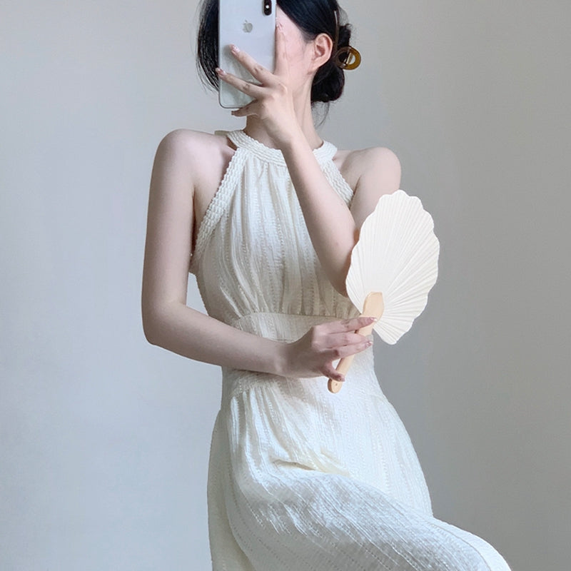 氣質女神削肩卦脖洋裝 - TWINKLE