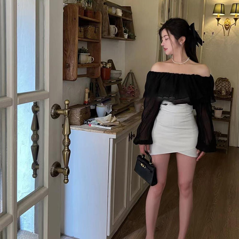 大荷葉露肩女人味上衣