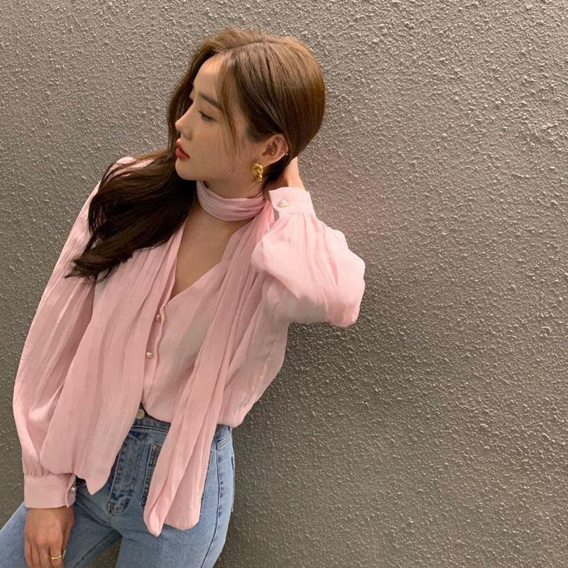 韓劇氣質小姊姊領帶上衣