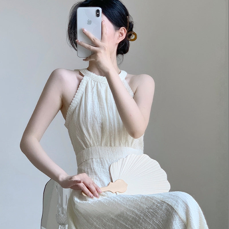 氣質女神削肩卦脖洋裝 - TWINKLE