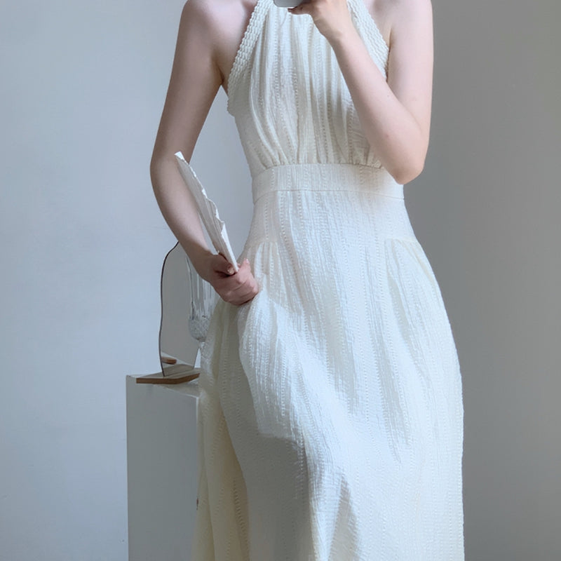 氣質女神削肩卦脖洋裝 - TWINKLE