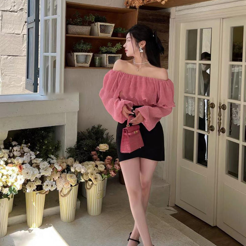 大荷葉露肩女人味上衣