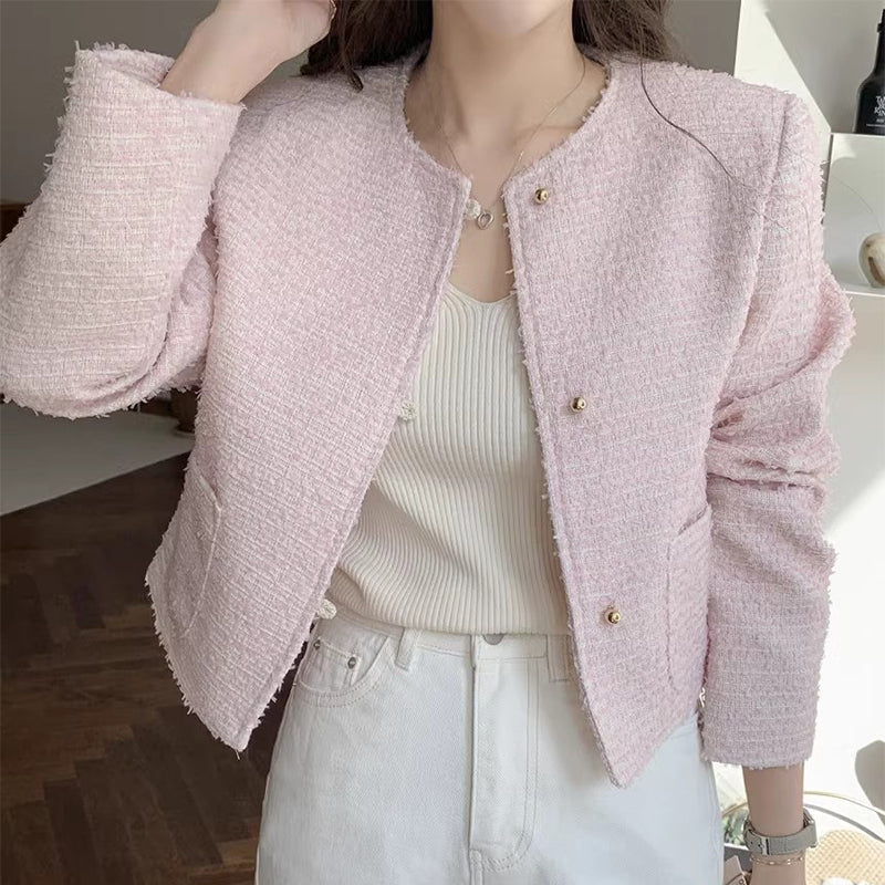 氣質升級圓領毛呢短外套