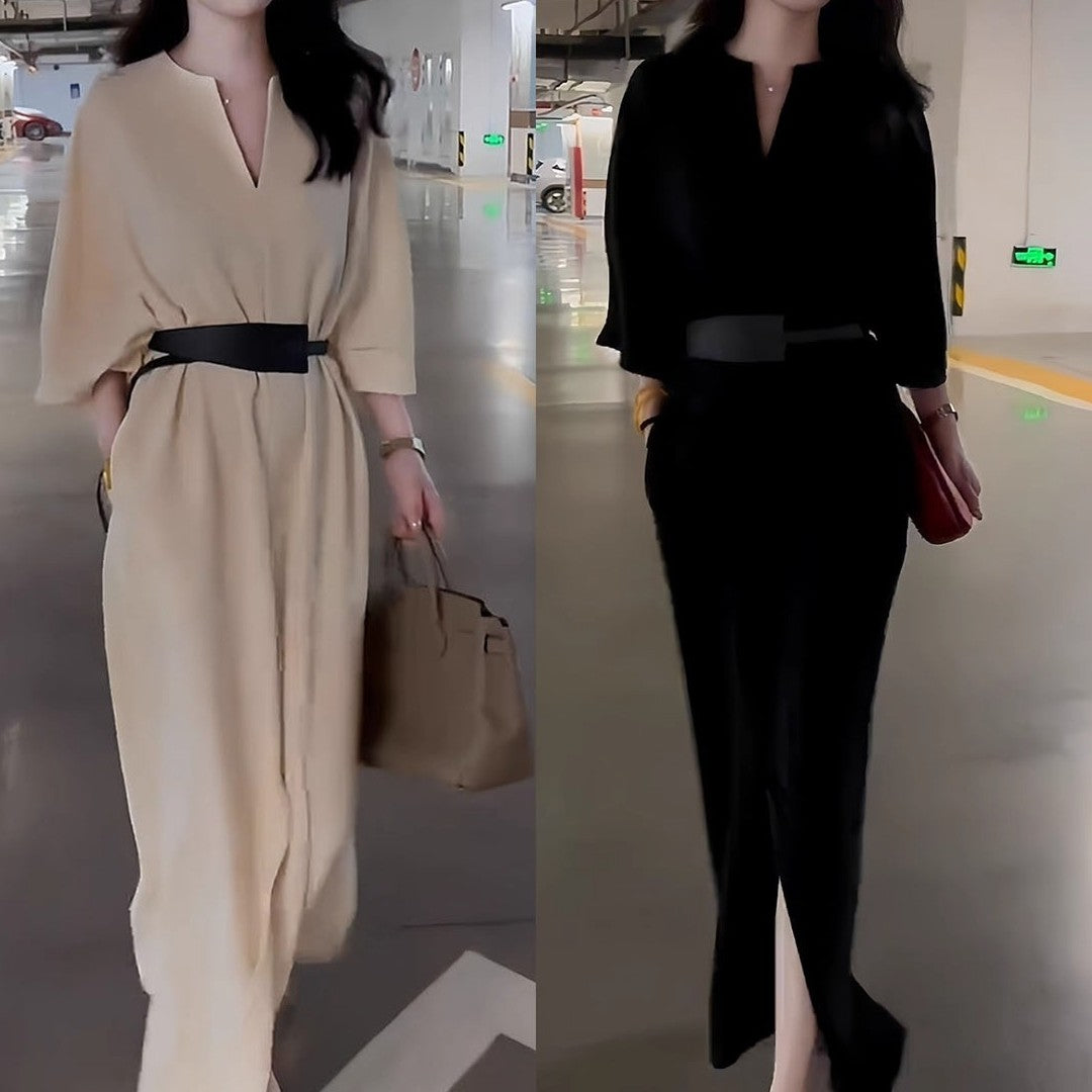 簡約優雅腰帶洋裝