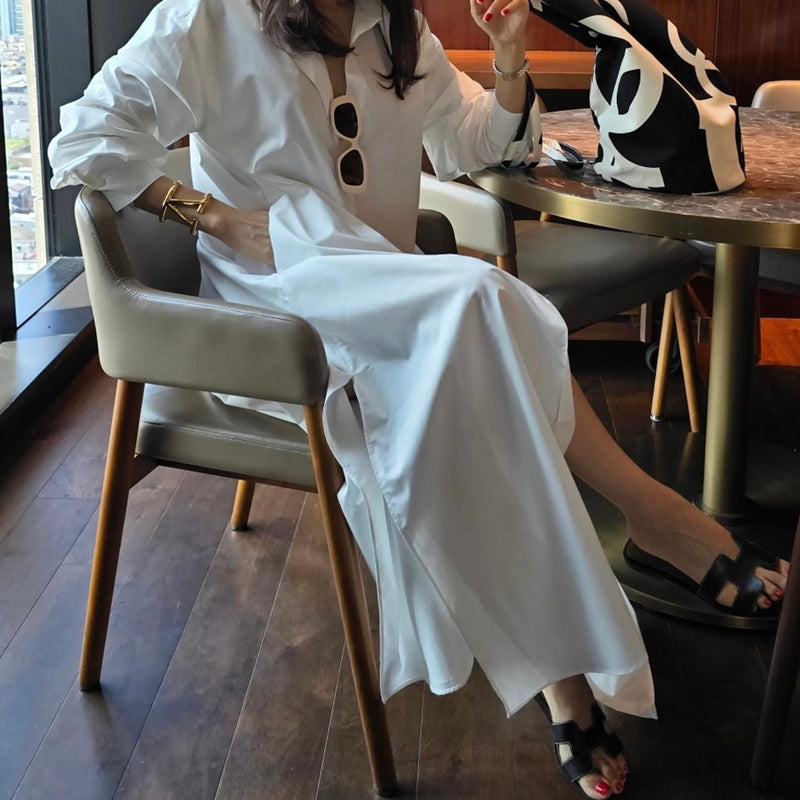 鬆弛感最迷人襯衫式長洋裝