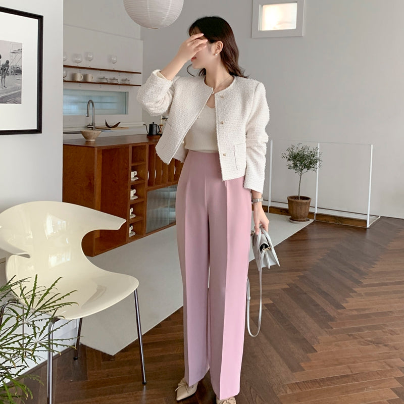 氣質升級圓領毛呢短外套