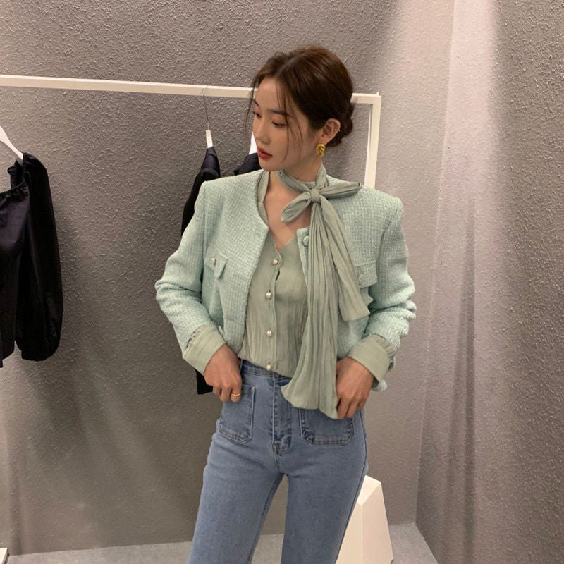 韓劇氣質小姊姊領帶上衣