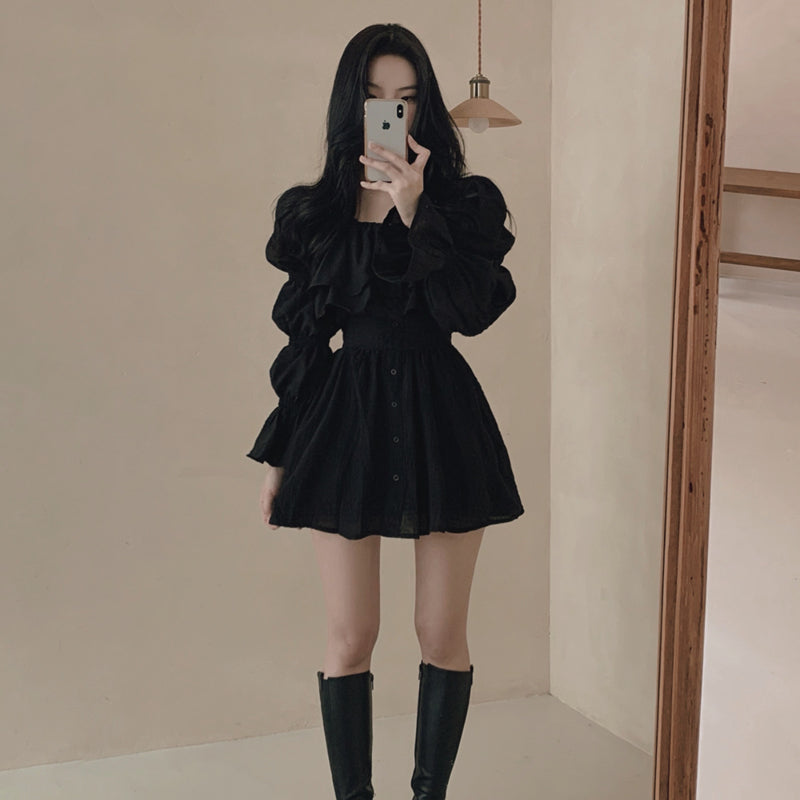 浪漫大荷葉氛圍感洋裝