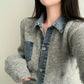 牛仔拼接針織上衣