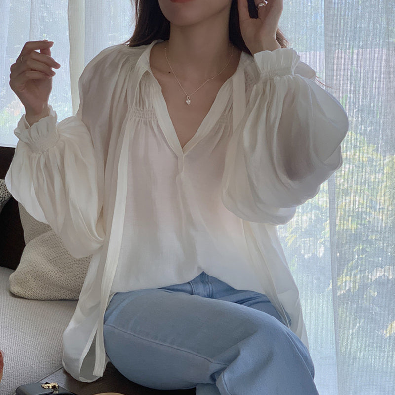 浪漫大澎袖抓褶上衣